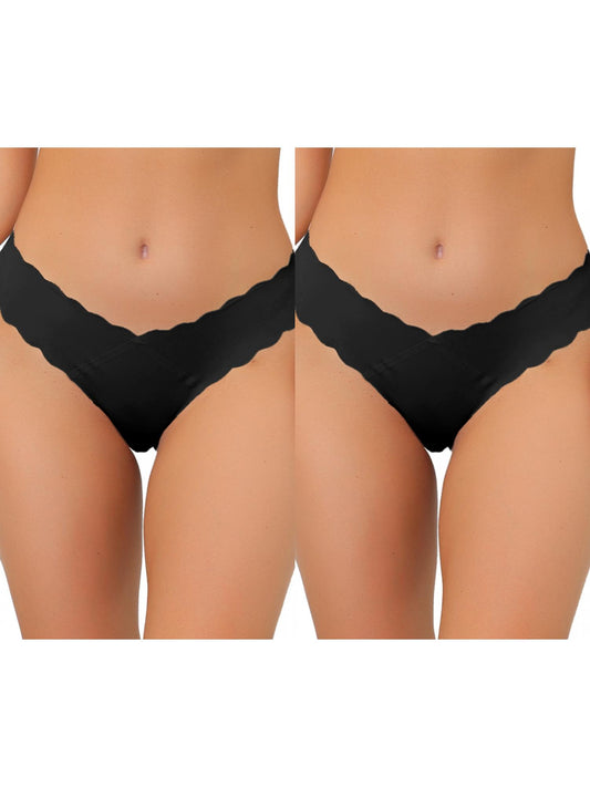 [PACK SALES] Women's 2 Pieces No-Show Hipster Unlined Underwear V-Shape Waist Stretch