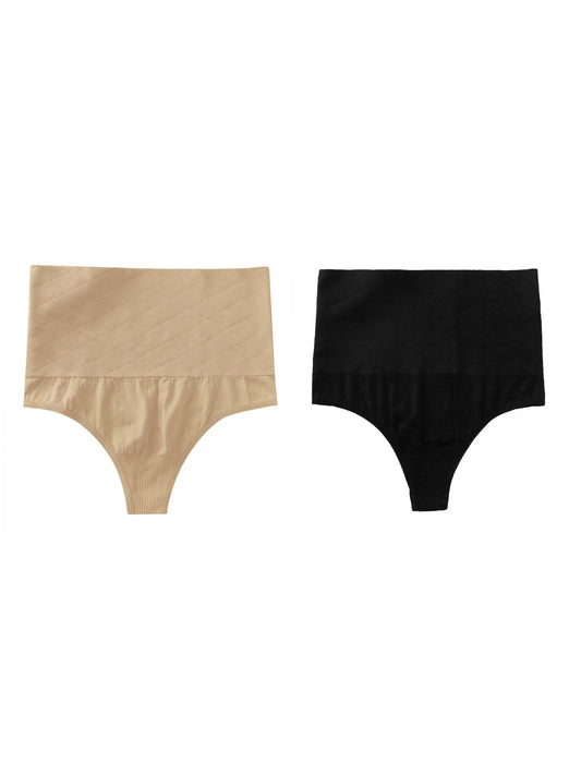 [PACK SALES] Women's 2 Pieces Thong Panties Shapewear High Waist Briefs