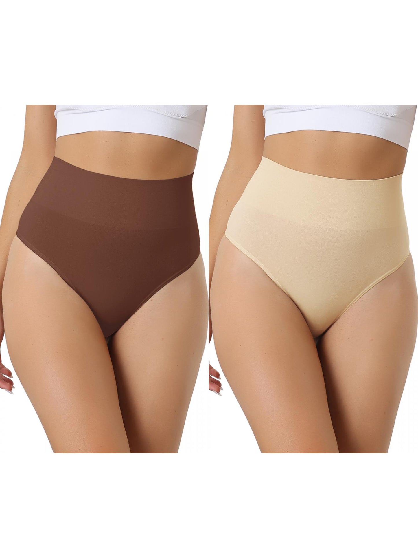 [PACK SALES] Women's 2 Pieces High-Waisted Briefs Thong Stretchy Knickers Underwear