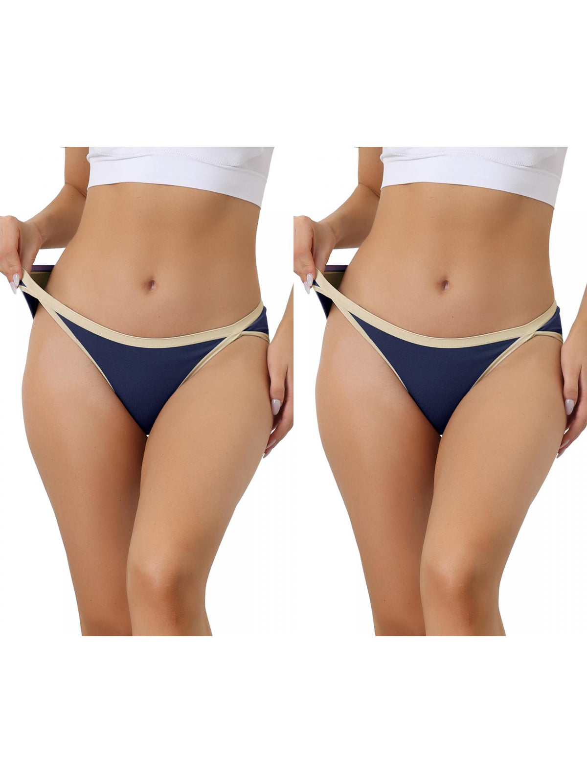 [PACK SALES] Women's 2 Pieces Cotton Underwear Low Waist Breathable Stretch Hipster Briefs