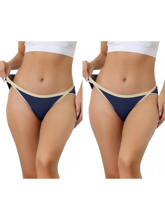 [PACK SALES] Women's 2 Pieces Cotton Underwear Low Waist Breathable Stretch Hipster Briefs