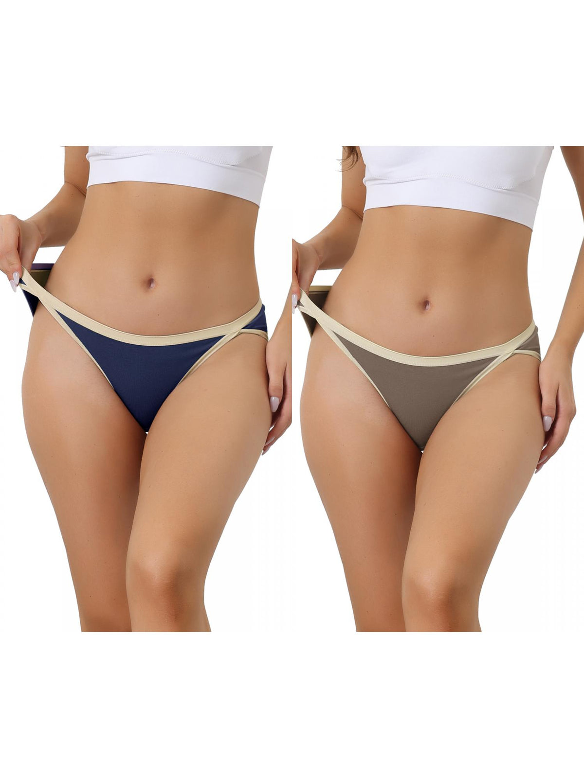 [PACK SALES] Women's 2 Pieces Cotton Underwear Low Waist Breathable Stretch Hipster Briefs