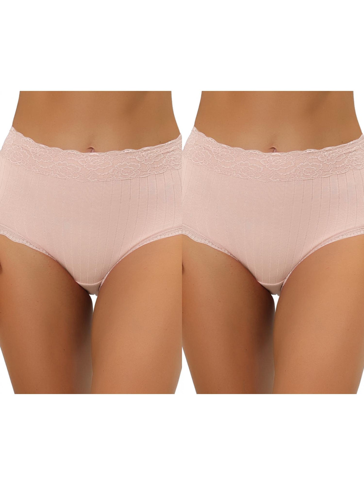 [PACK SALES] Women's 2 Pieces High Waist Underwear Lace Trim Ribbed Panties