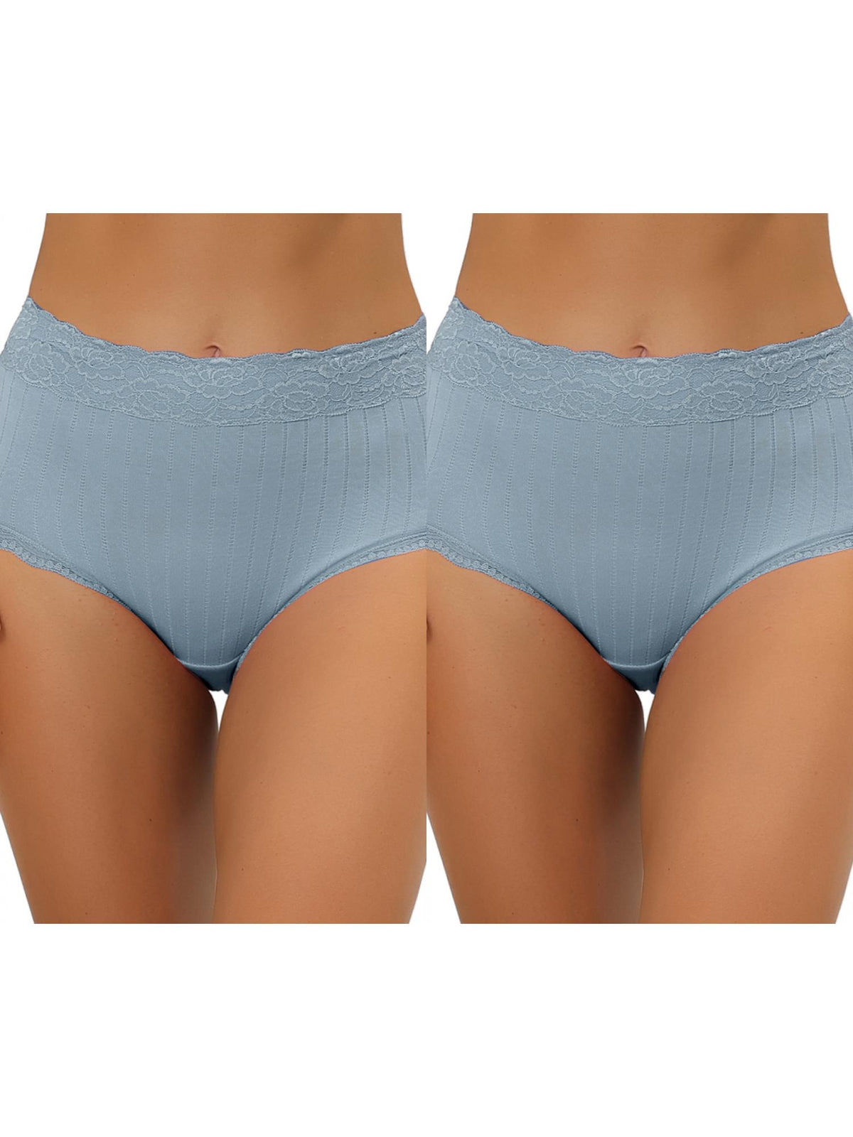 [PACK SALES] Women's 2 Pieces High Waist Underwear Lace Trim Ribbed Panties
