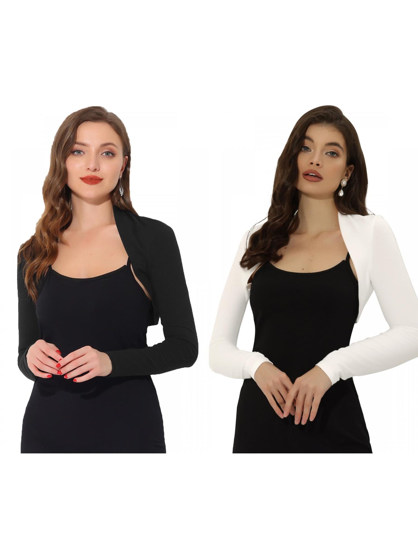[PACK SALES] Women's 2 Pieces Elegant Solid Color Long Sleeves Bolero Shrug