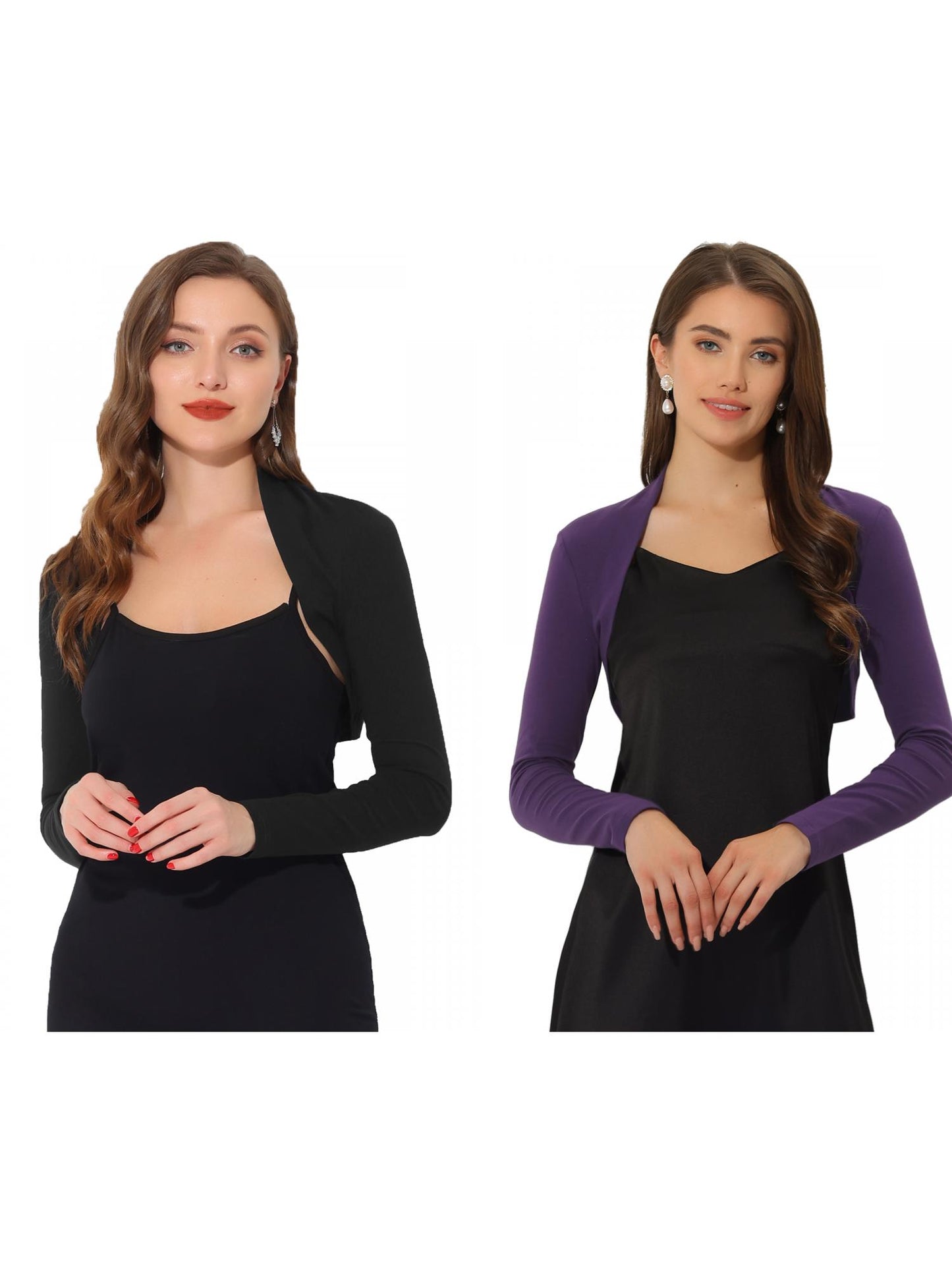 [PACK SALES] Women's 2 Pieces Elegant Solid Color Long Sleeves Bolero Shrug
