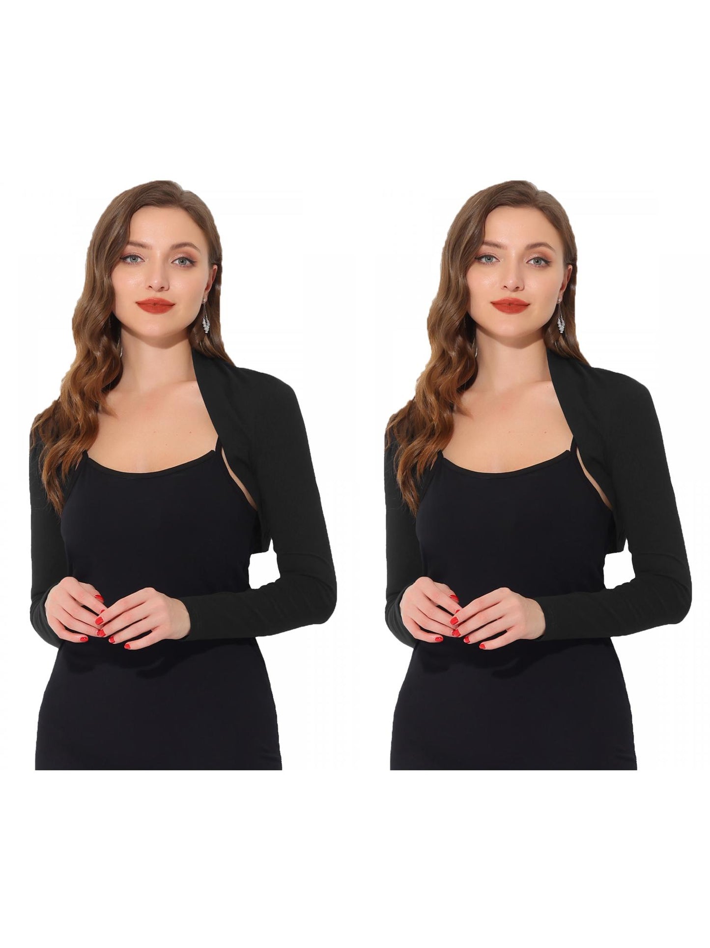 [PACK SALES] Women's 2 Pieces Elegant Solid Color Long Sleeves Bolero Shrug