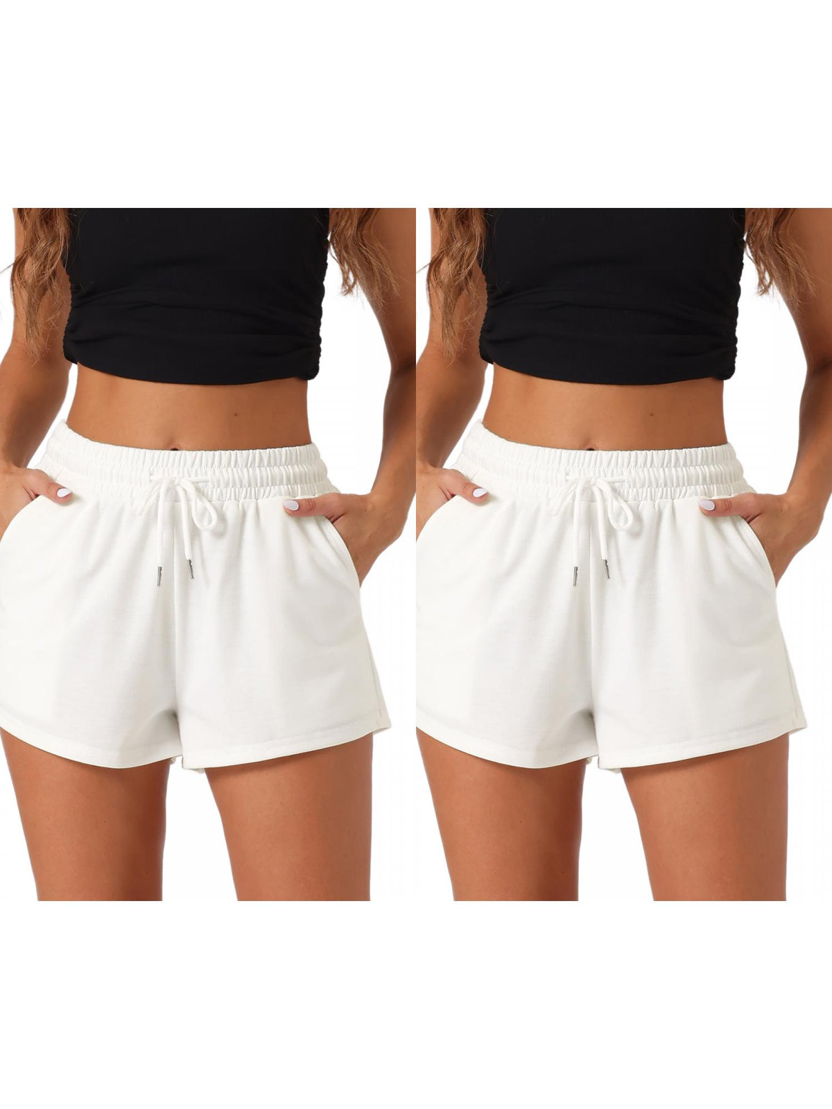 [PACK SALES] Women's 2 Pieces Pajama Shorts with Pockets Stretch Drawstring Sleep Bottom
