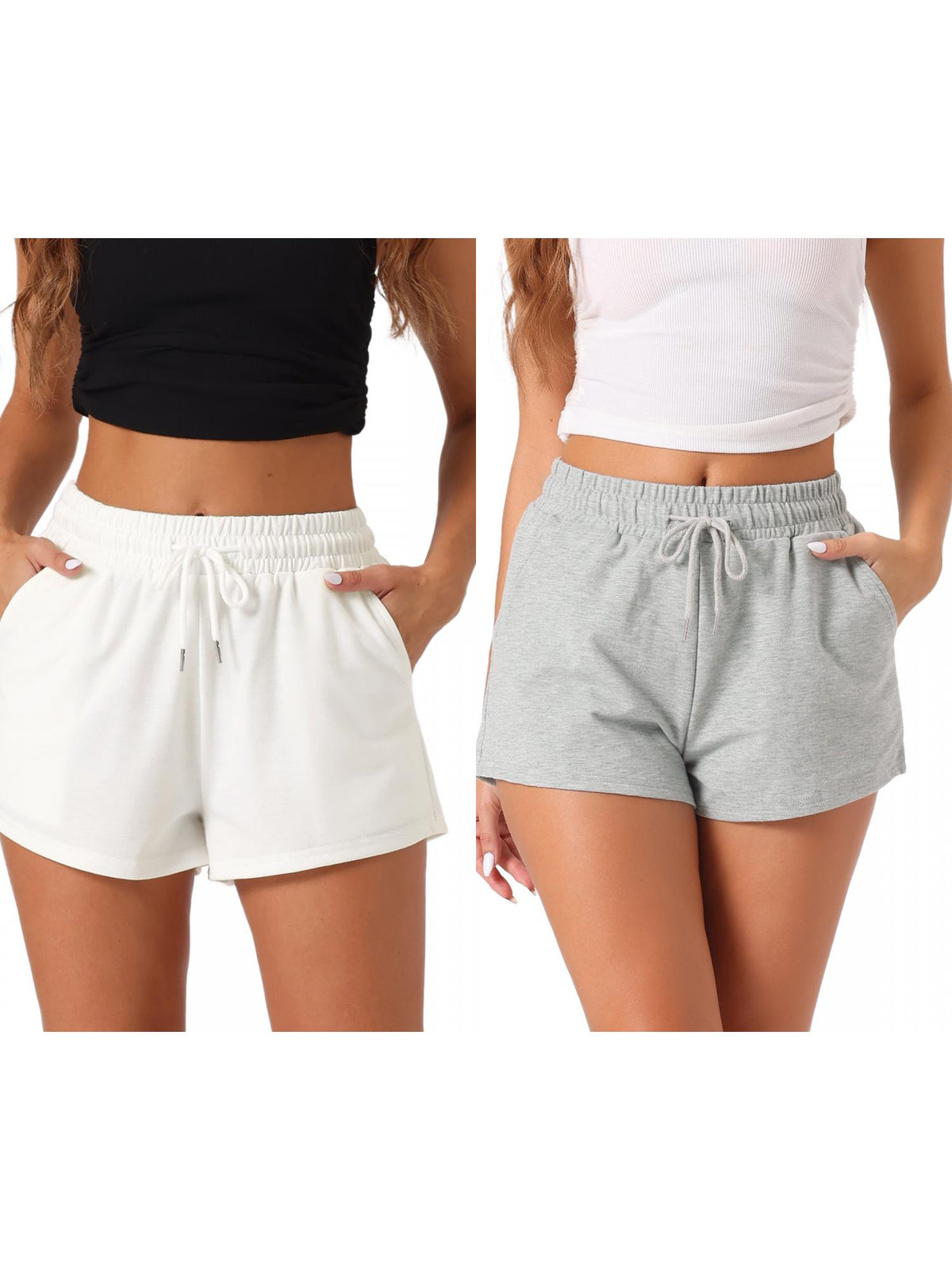 [PACK SALES] Women's 2 Pieces Pajama Shorts with Pockets Stretch Drawstring Sleep Bottom