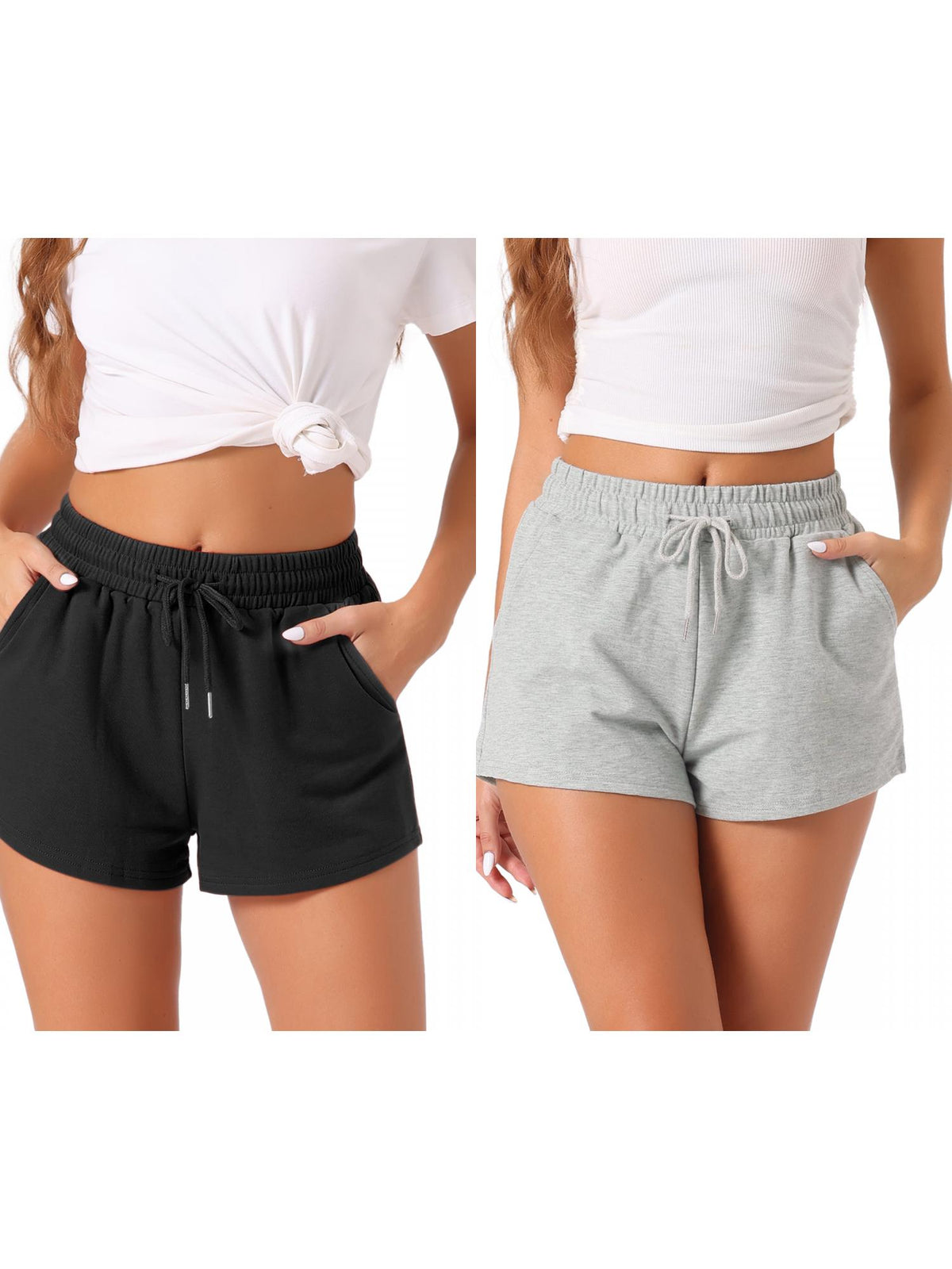 [PACK SALES] Women's 2 Pieces Pajama Shorts with Pockets Stretch Drawstring Sleep Bottom