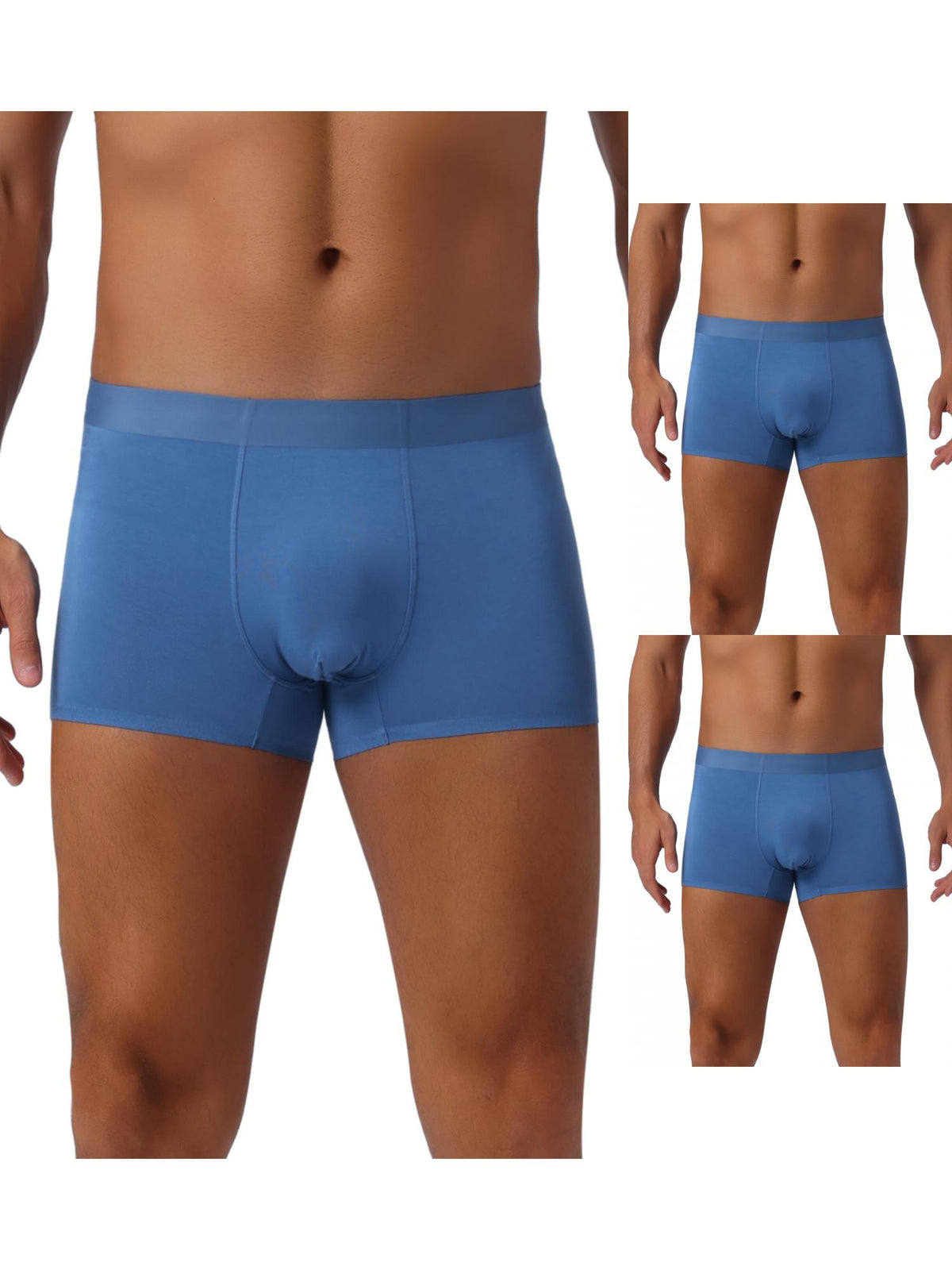 [PACK SALES] Men's 3 Pieces Elastic Waist Solid Color Regular Fit Basic Boxer Briefs
