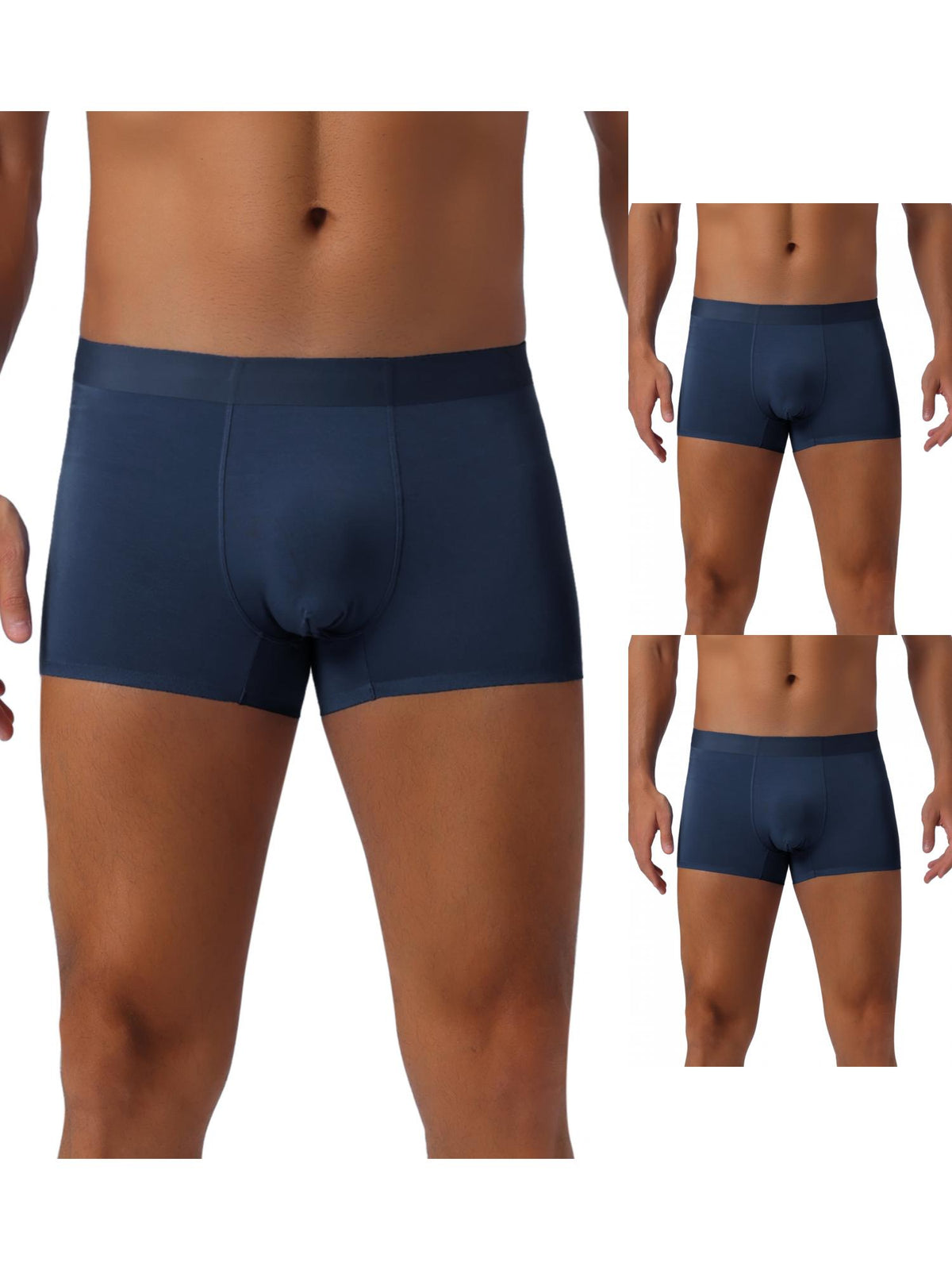 [PACK SALES] Men's 3 Pieces Elastic Waist Solid Color Regular Fit Basic Boxer Briefs