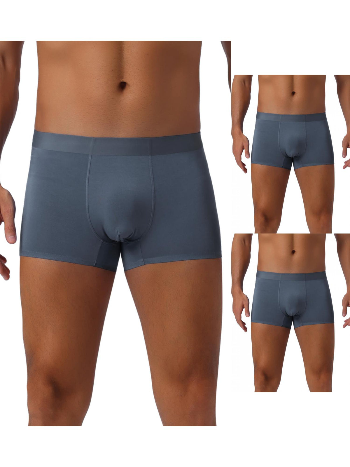 [PACK SALES] Men's 3 Pieces Elastic Waist Solid Color Regular Fit Basic Boxer Briefs