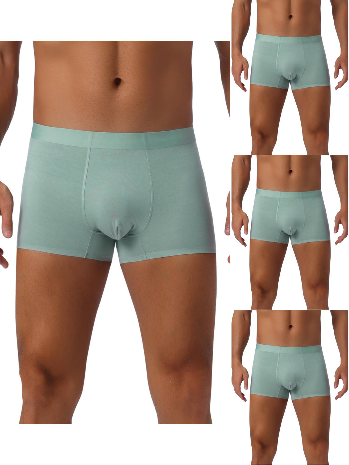 [PACK SALES] Men's 4 Pieces Elastic Waist Solid Color Regular Fit Basic Boxer Briefs