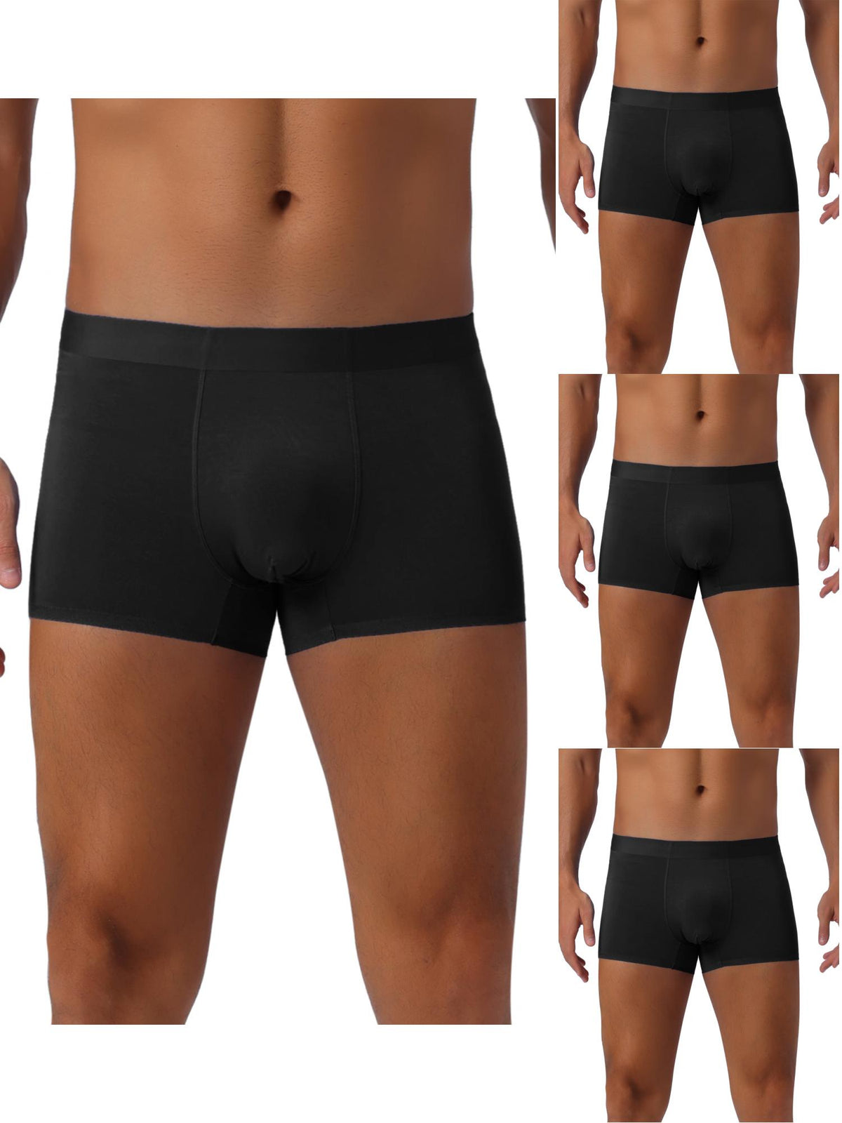 [PACK SALES] Men's 4 Pieces Elastic Waist Solid Color Regular Fit Basic Boxer Briefs