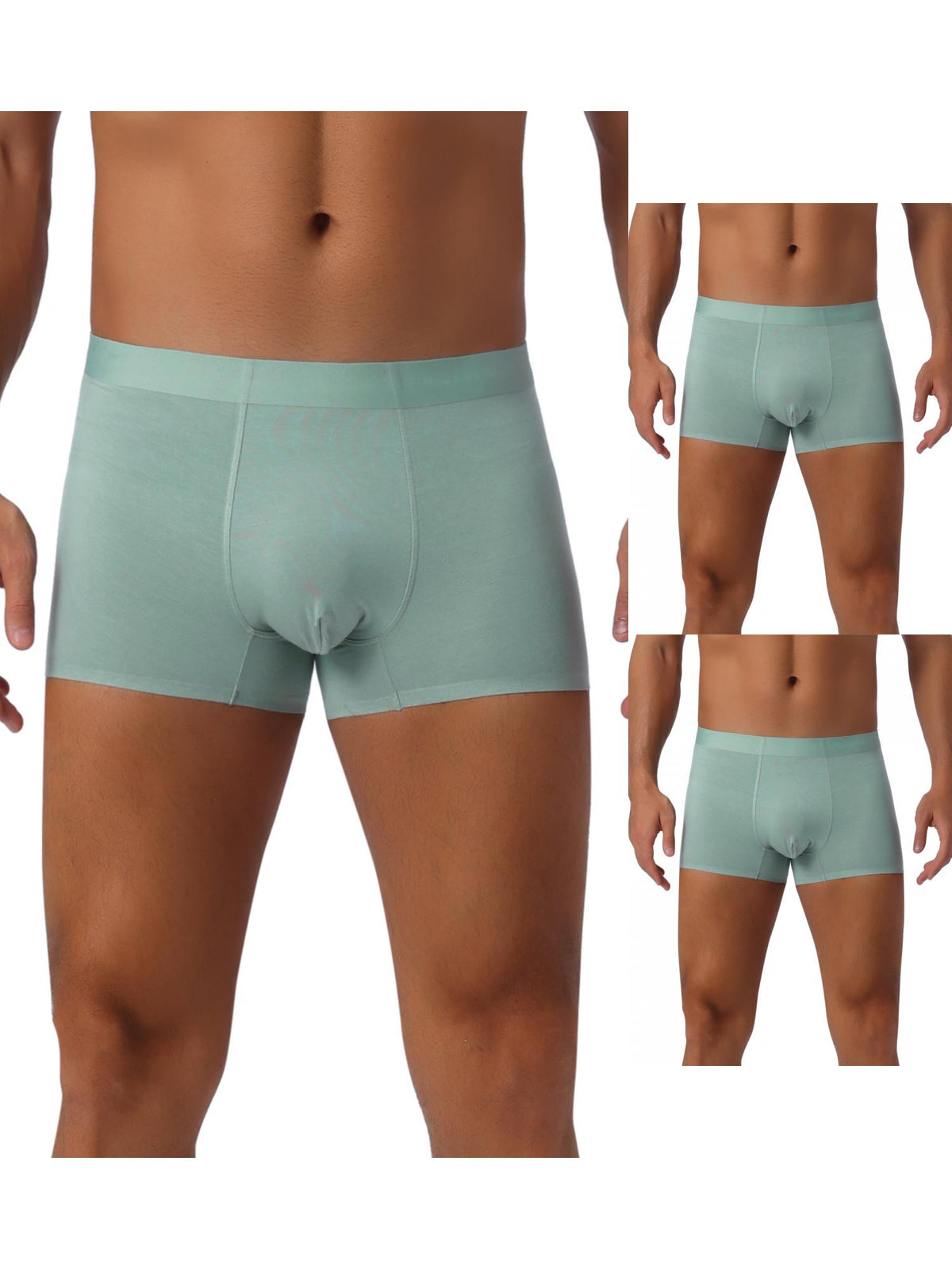 [PACK SALES] Men's 3 Pieces Elastic Waist Solid Color Regular Fit Basic Boxer Briefs