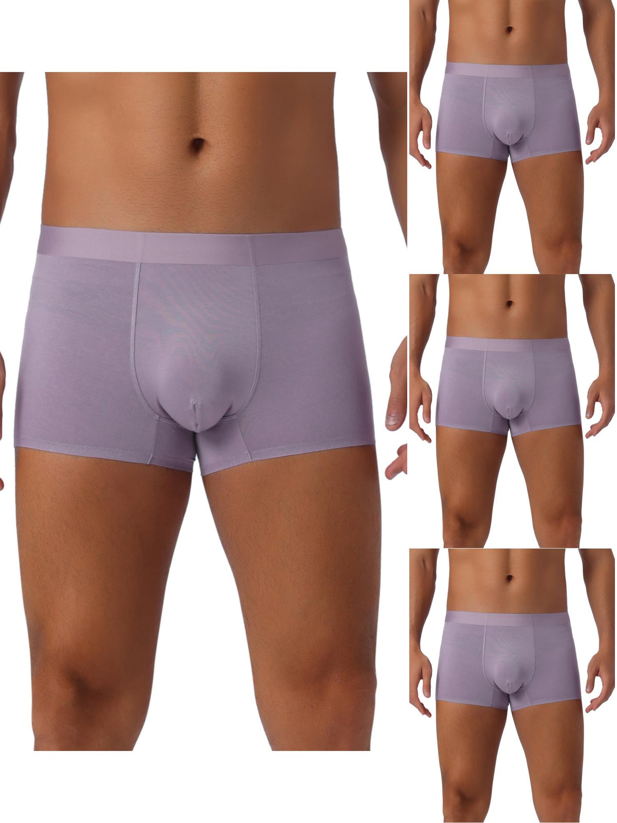 [PACK SALES] Men's 4 Pieces Elastic Waist Solid Color Regular Fit Basic Boxer Briefs