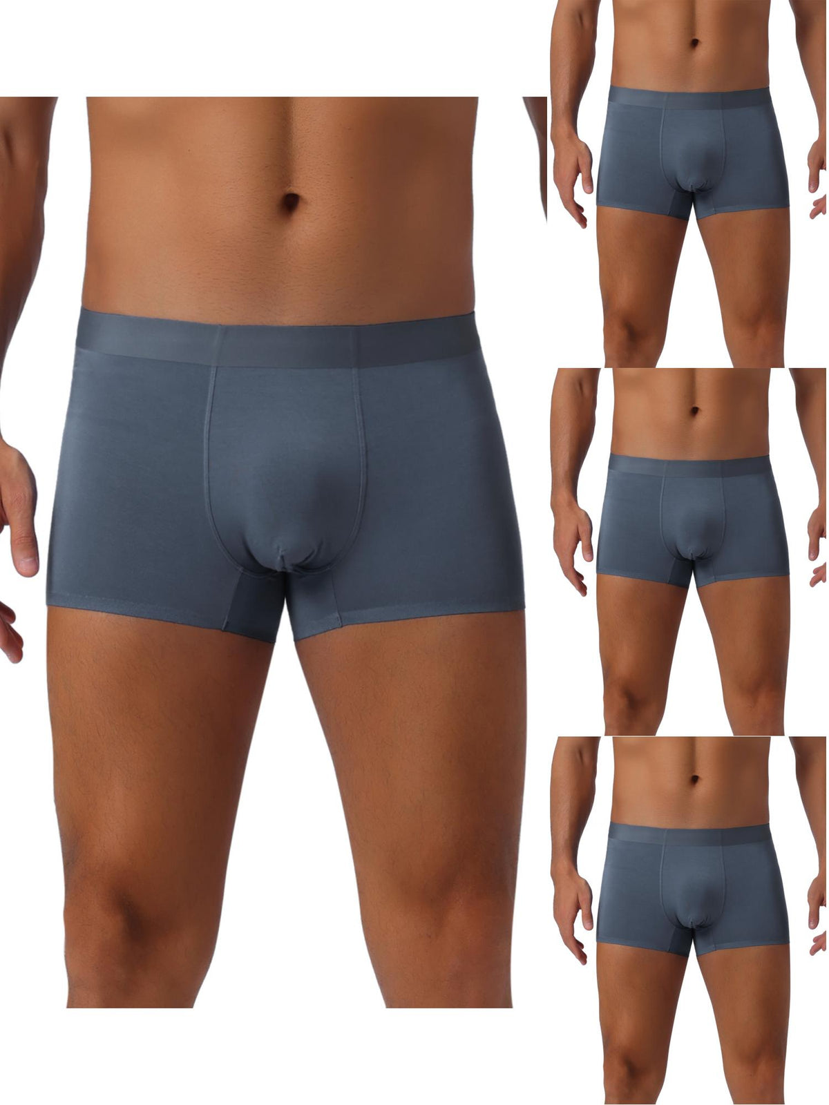 [PACK SALES] Men's 4 Pieces Elastic Waist Solid Color Regular Fit Basic Boxer Briefs
