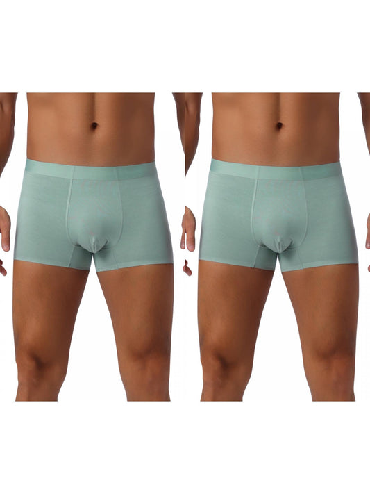 [PACK SALES] Men's 2 Pieces Elastic Waist Solid Color Regular Fit Basic Boxer Briefs