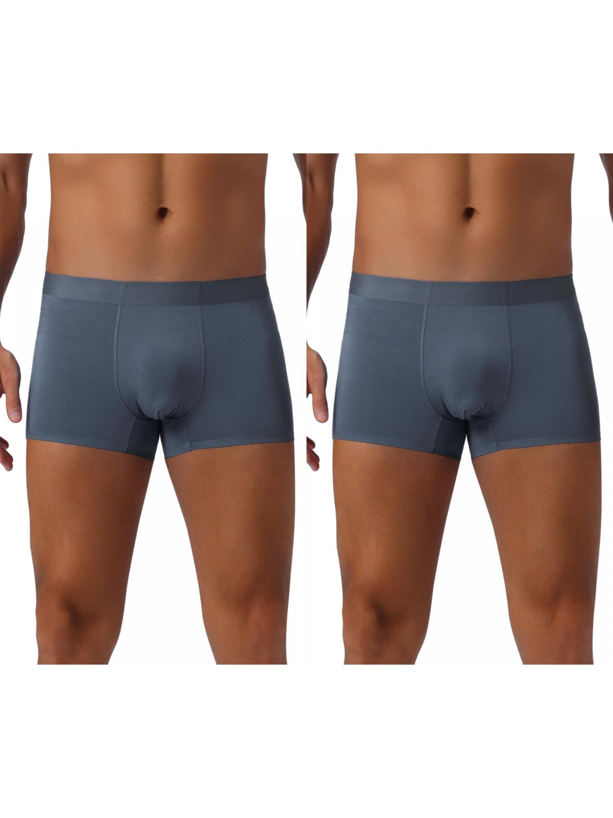 [PACK SALES] Men's 2 Pieces Elastic Waist Solid Color Regular Fit Basic Boxer Briefs
