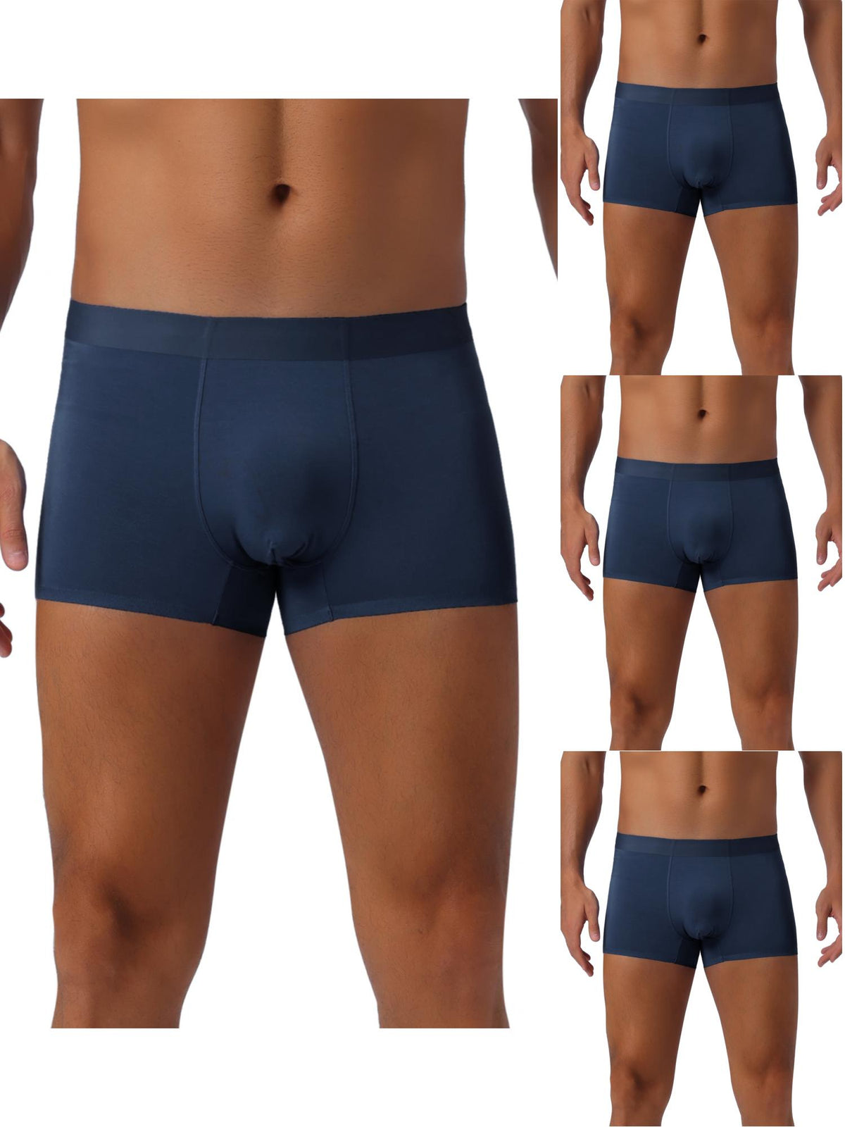 [PACK SALES] Men's 4 Pieces Elastic Waist Solid Color Regular Fit Basic Boxer Briefs