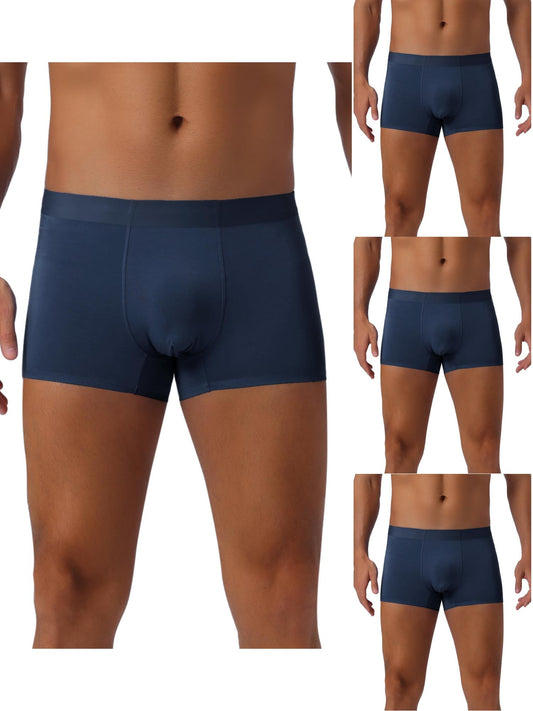 [PACK SALES] Men's 4 Pieces Elastic Waist Solid Color Regular Fit Basic Boxer Briefs