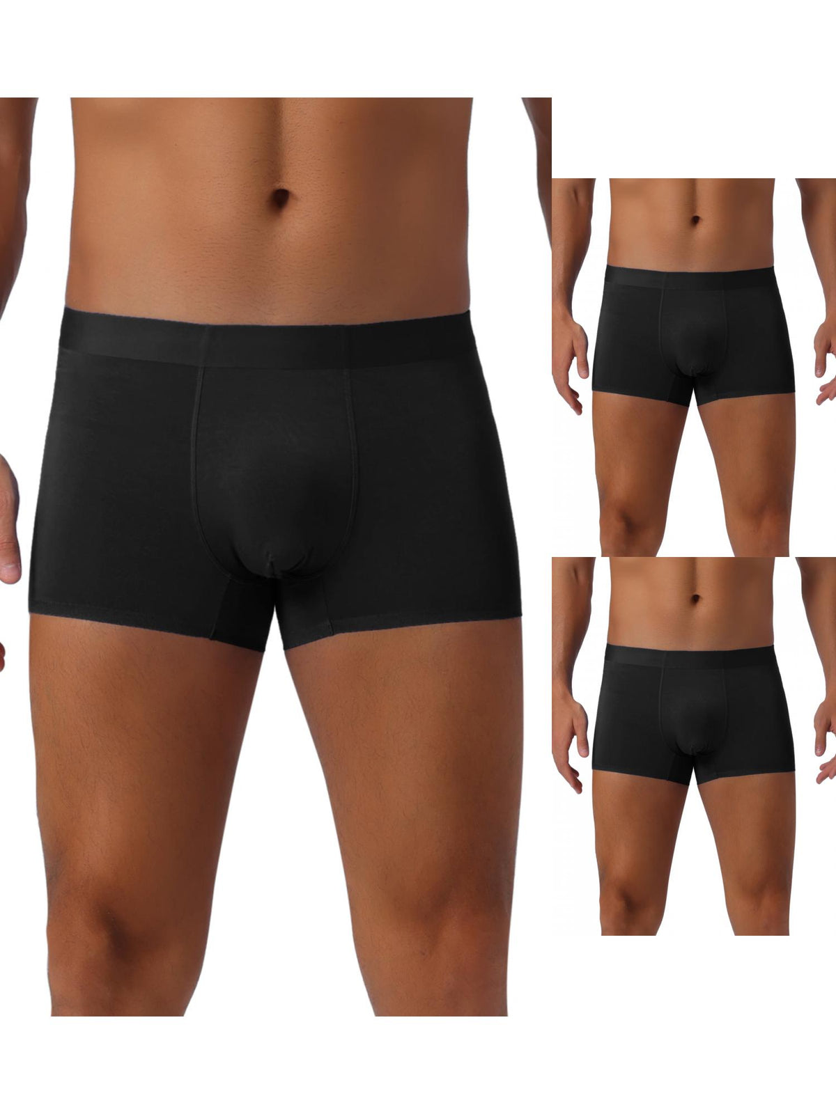 [PACK SALES] Men's 3 Pieces Elastic Waist Solid Color Regular Fit Basic Boxer Briefs
