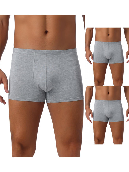 [PACK SALES] Men's 3 Pieces Underwear Regular Fit Solid Color Basic Boxer Briefs