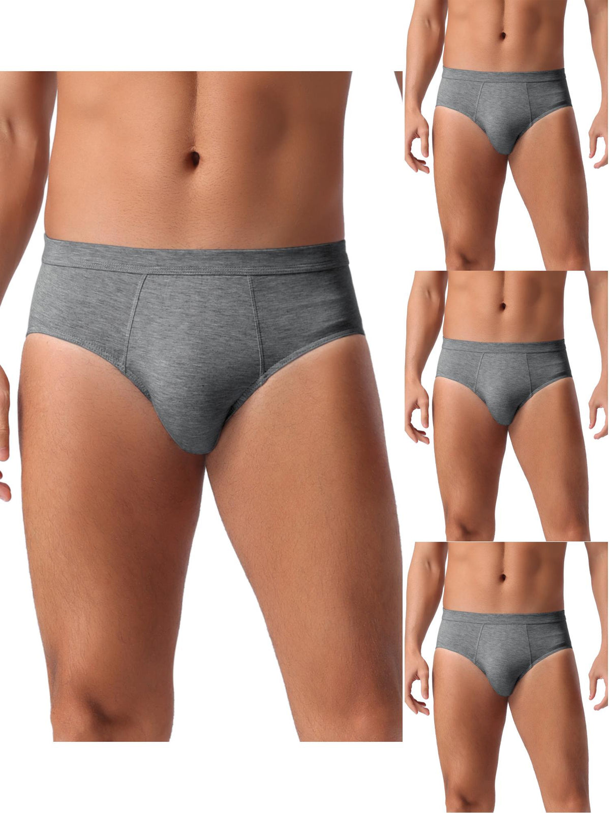 [PACK SALES] Men's 4 Pieces Underwear Solid Color Elastic Waist Briefs