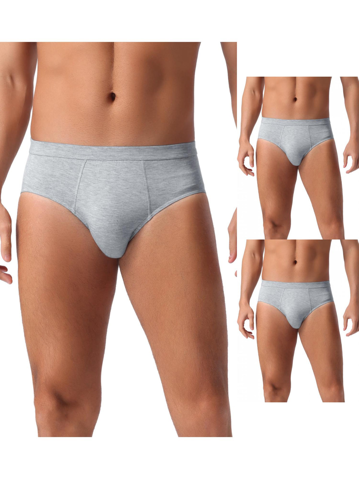 [PACK SALES] Men's 3 Pieces Underwear Solid Color Elastic Waist Briefs