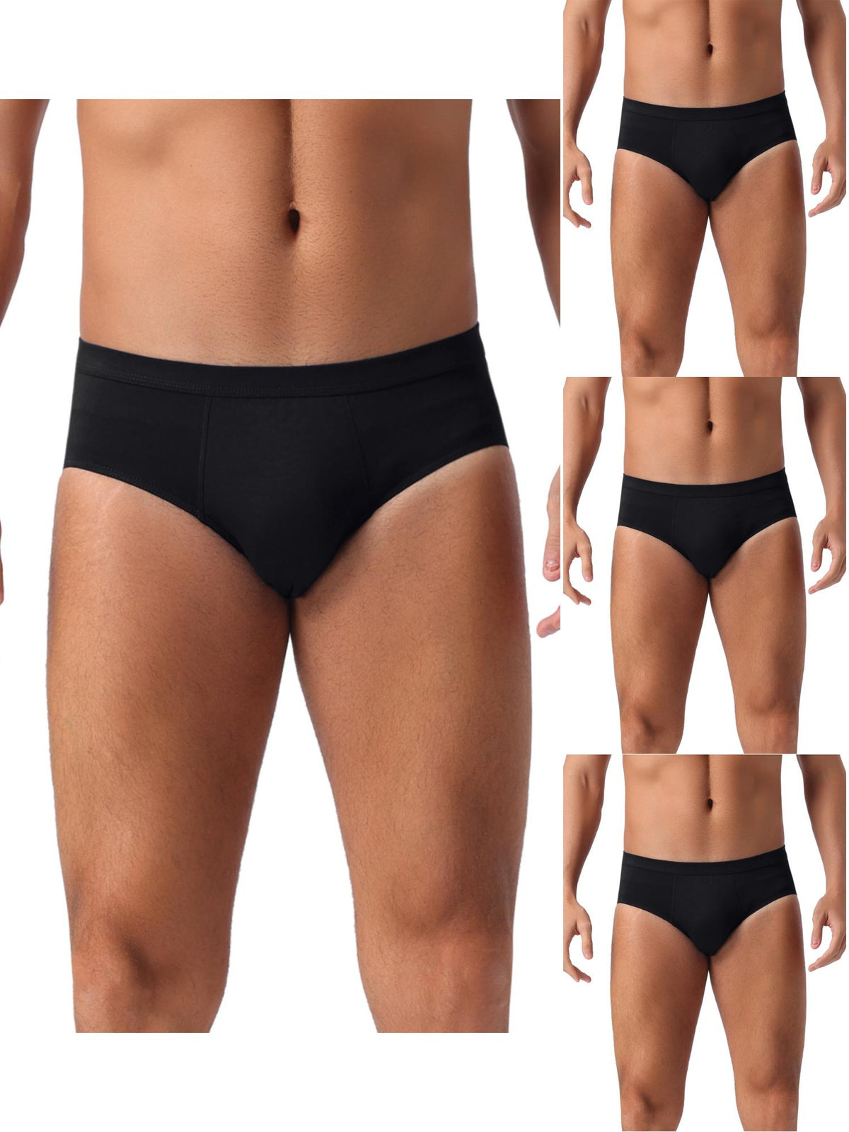 [PACK SALES] Men's 4 Pieces Underwear Solid Color Elastic Waist Briefs