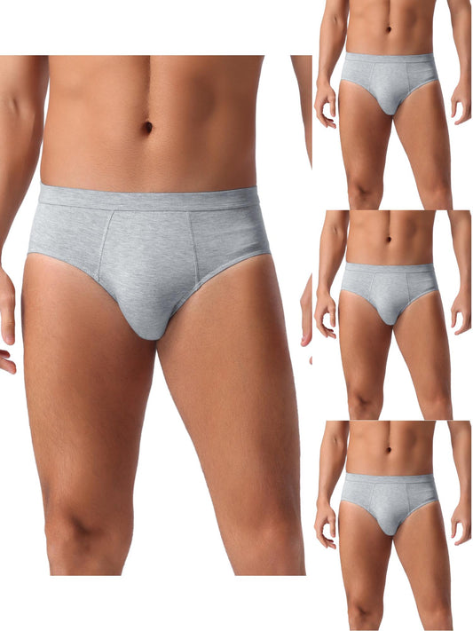 [PACK SALES] Men's 4 Pieces Underwear Solid Color Elastic Waist Briefs