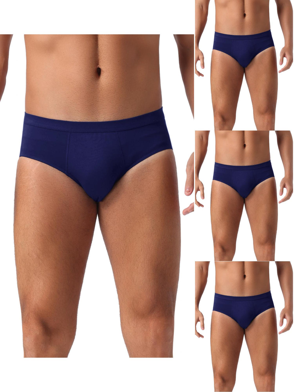 [PACK SALES] Men's 4 Pieces Underwear Solid Color Elastic Waist Briefs