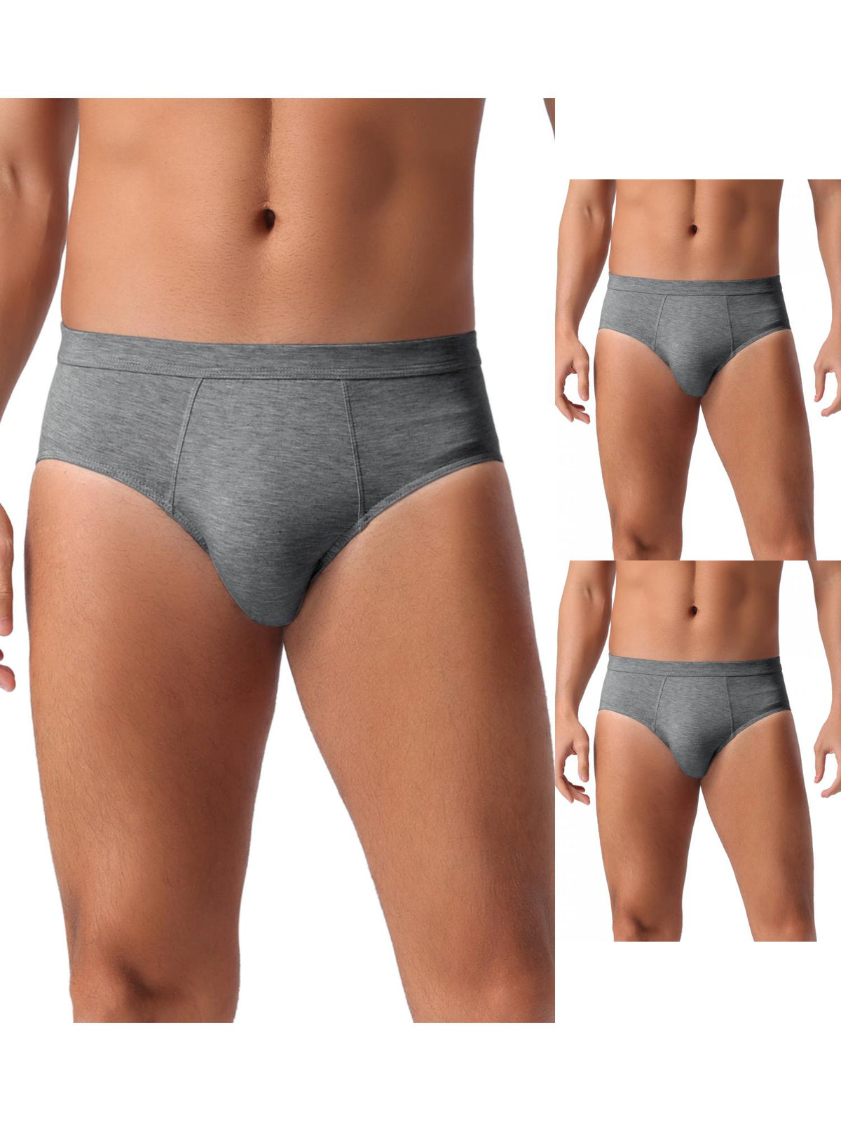 [PACK SALES] Men's 3 Pieces Underwear Solid Color Elastic Waist Briefs