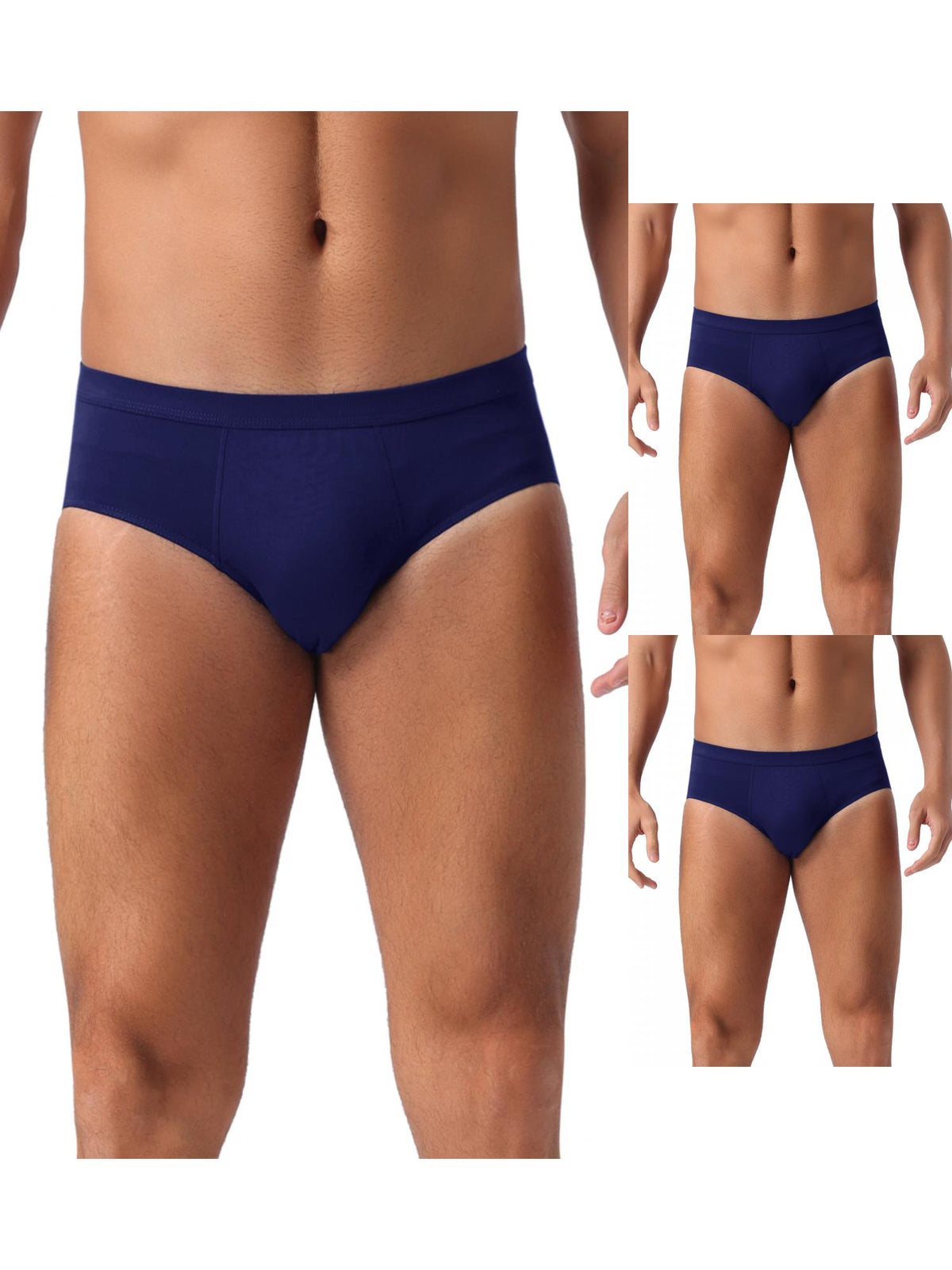[PACK SALES] Men's 3 Pieces Underwear Solid Color Elastic Waist Briefs