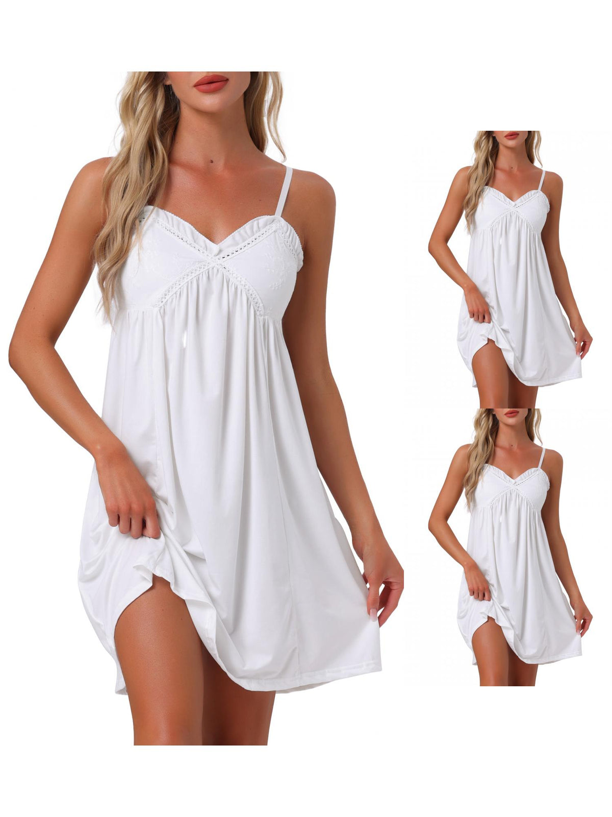 [PACK SALES] Women's Packs Lingerie Ruffle Sleeveless Nightgown V Neck Chemise Loungewear