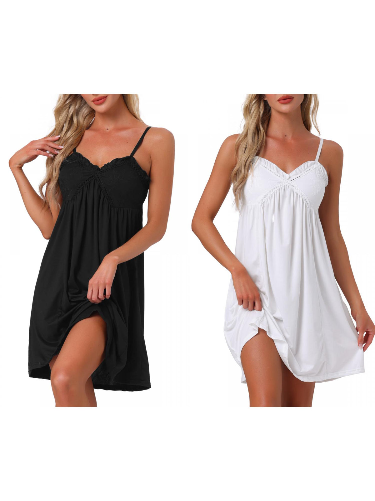 [PACK SALES] Women's Packs Lingerie Ruffle Sleeveless Nightgown V Neck Chemise Loungewear