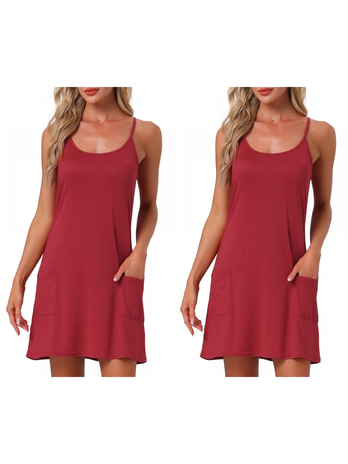 [PACK SALES] Women's 2 Pieces Nightgowns Sleeveless Sleepwear Racerback Sleepdress Chemise with Pockets