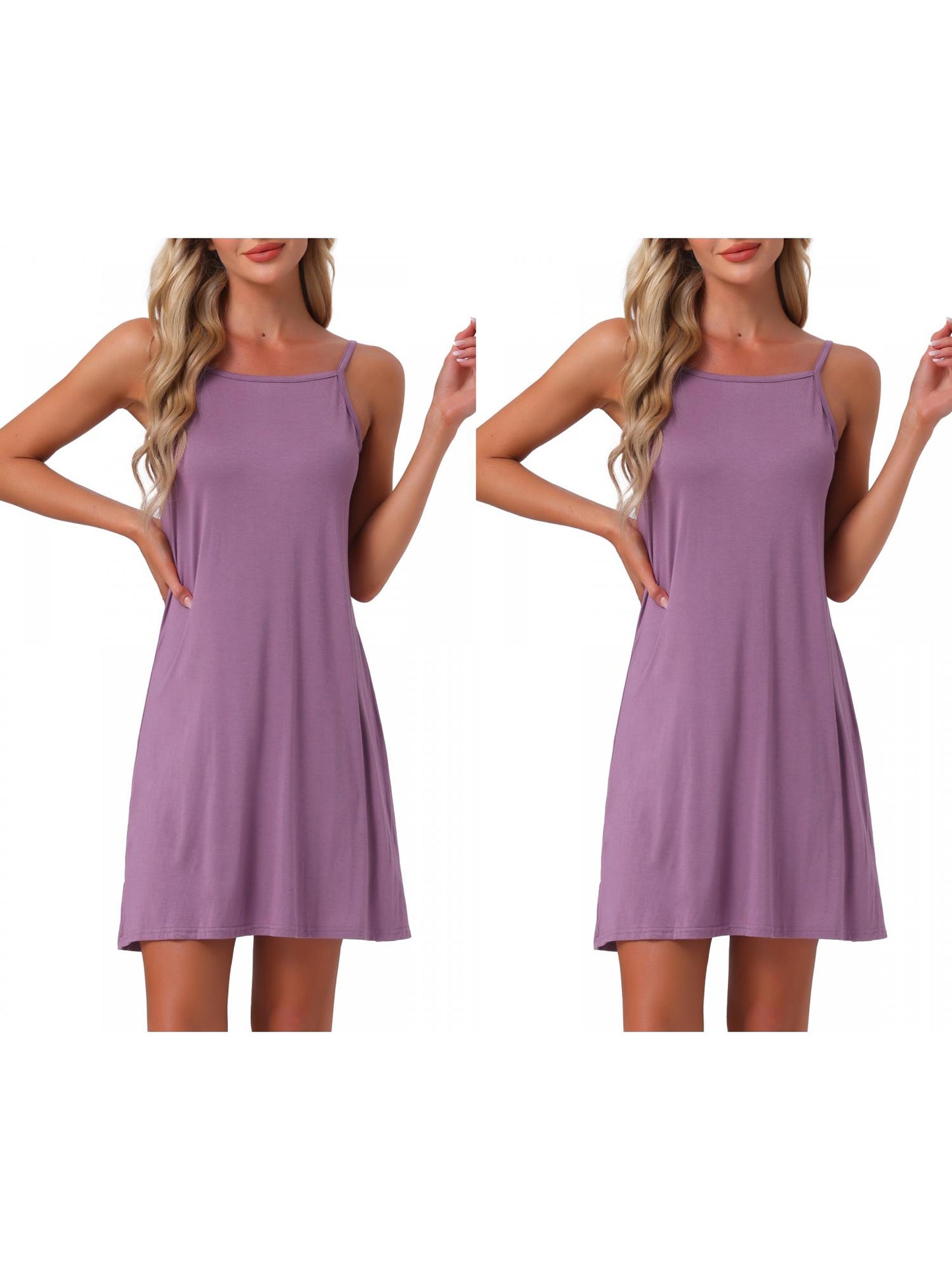 [PACK SALES] Women's 2 Pieces Modal Spaghetti-Strap Crewneck Nightgown Sleepwear