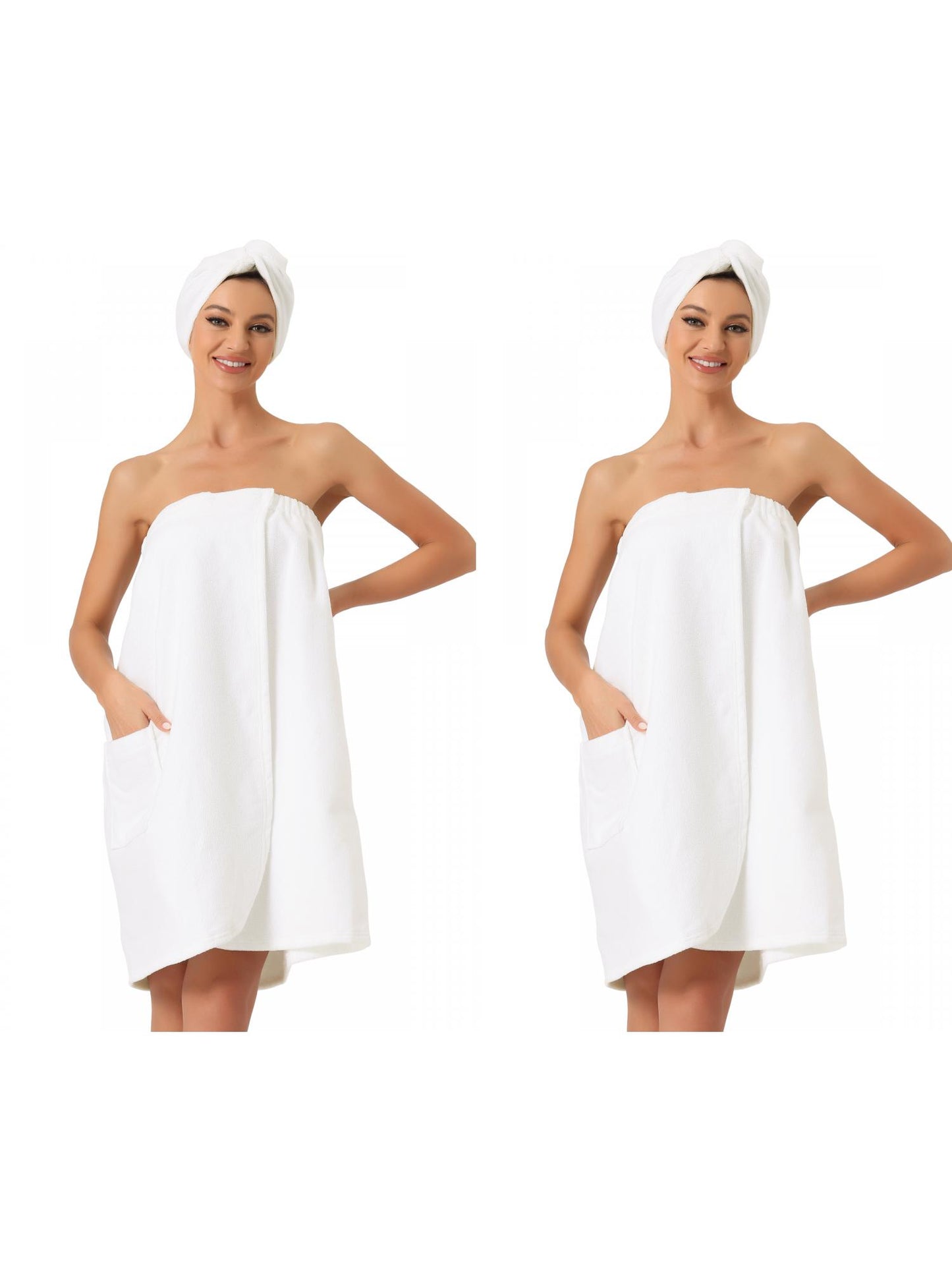 [PACK SALES] Women's 2 Sets Spa Towel Wrap Robe Bath Towel with Shower Cap