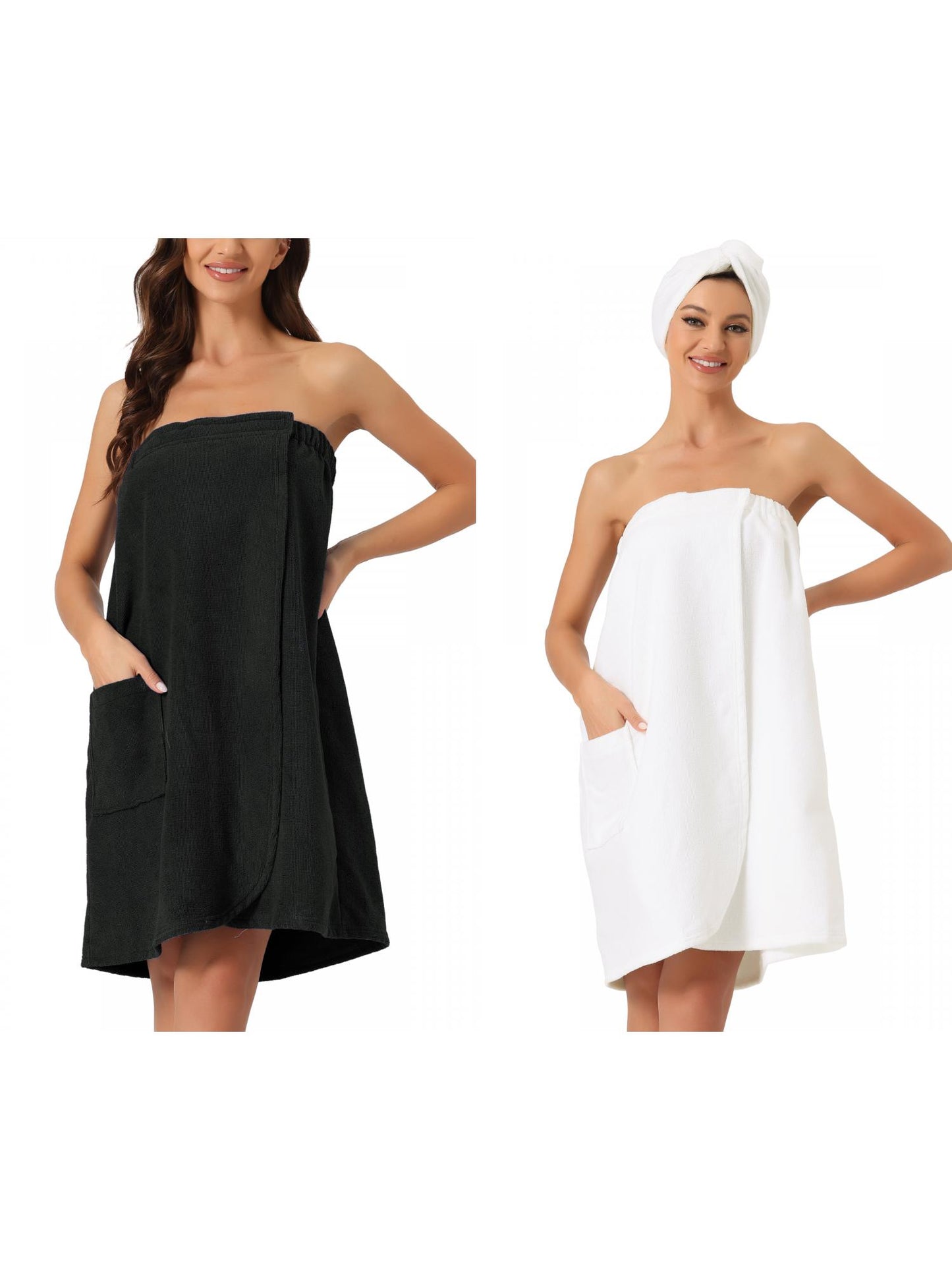 [PACK SALES] Women's 2 Sets Spa Towel Wrap Robe Bath Towel with Shower Cap