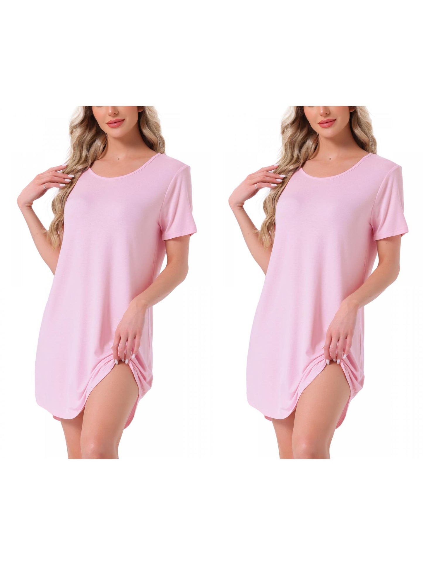 [PACK SALES] Women's 2 Pieces Short Sleeve Nightgowns Striped T-Shirt Sleepshirt Loungewear Dress