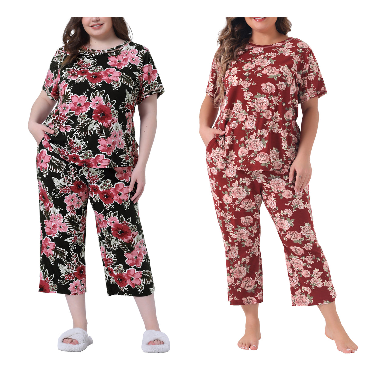 [PACK SALES] Women's Plus Size 2 Pieces Pajama Set Short Sleeve Sleepwear Soft Sleepwear Lounge Set Loungewear