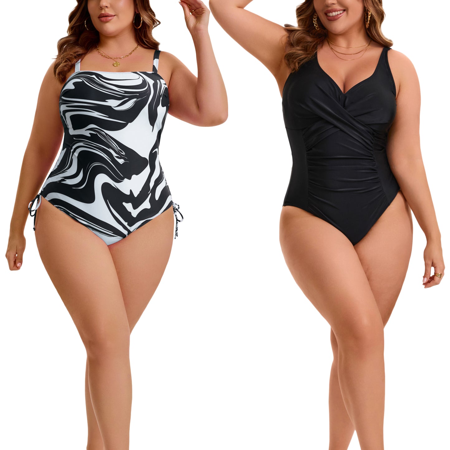 [PACK SALES] Women's Plus Size 2 Pieces Swimsuits Bathing Suit Adjustable Straps Swimwear