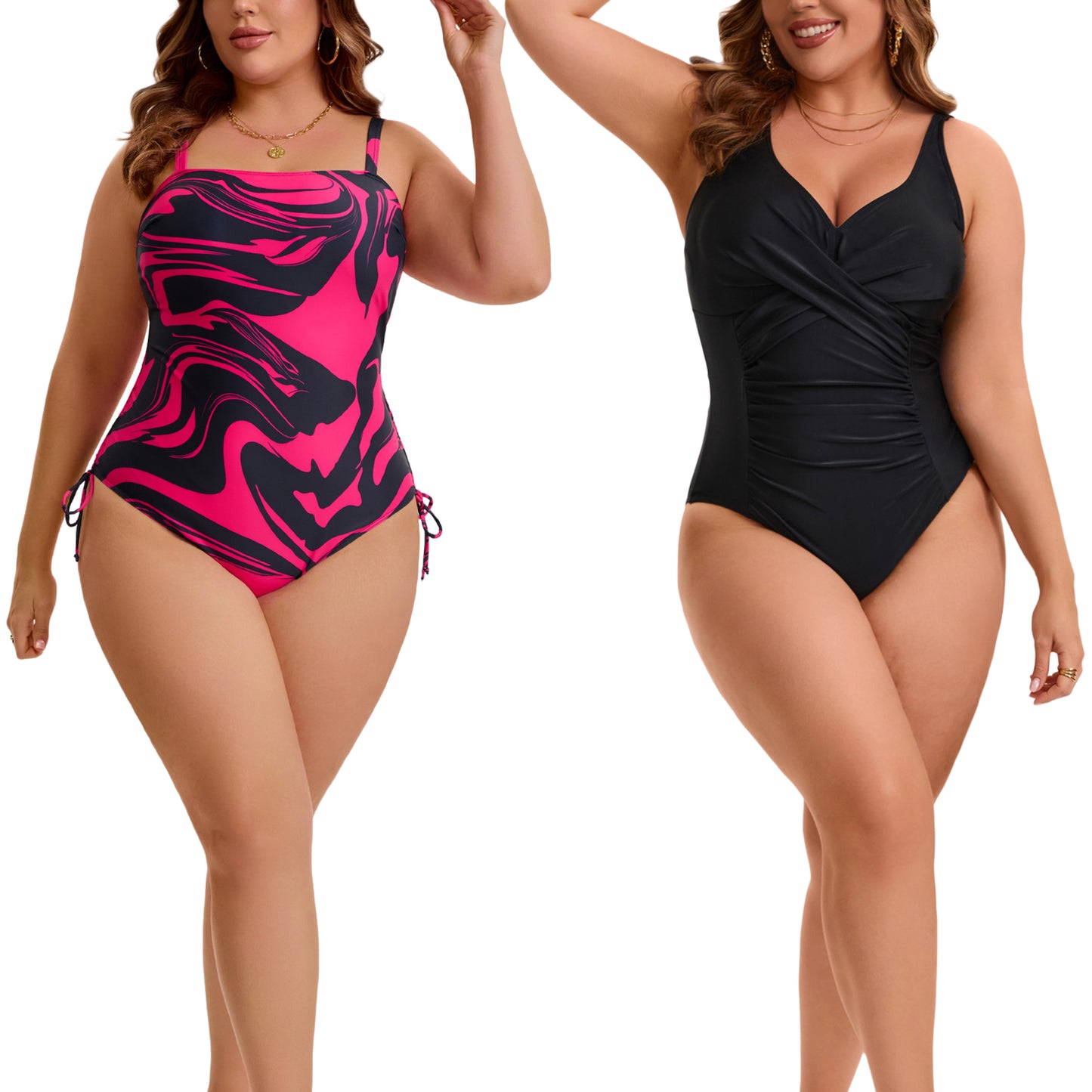 [PACK SALES] Women's Plus Size 2 Pieces Swimsuits Bathing Suit Adjustable Straps Swimwear