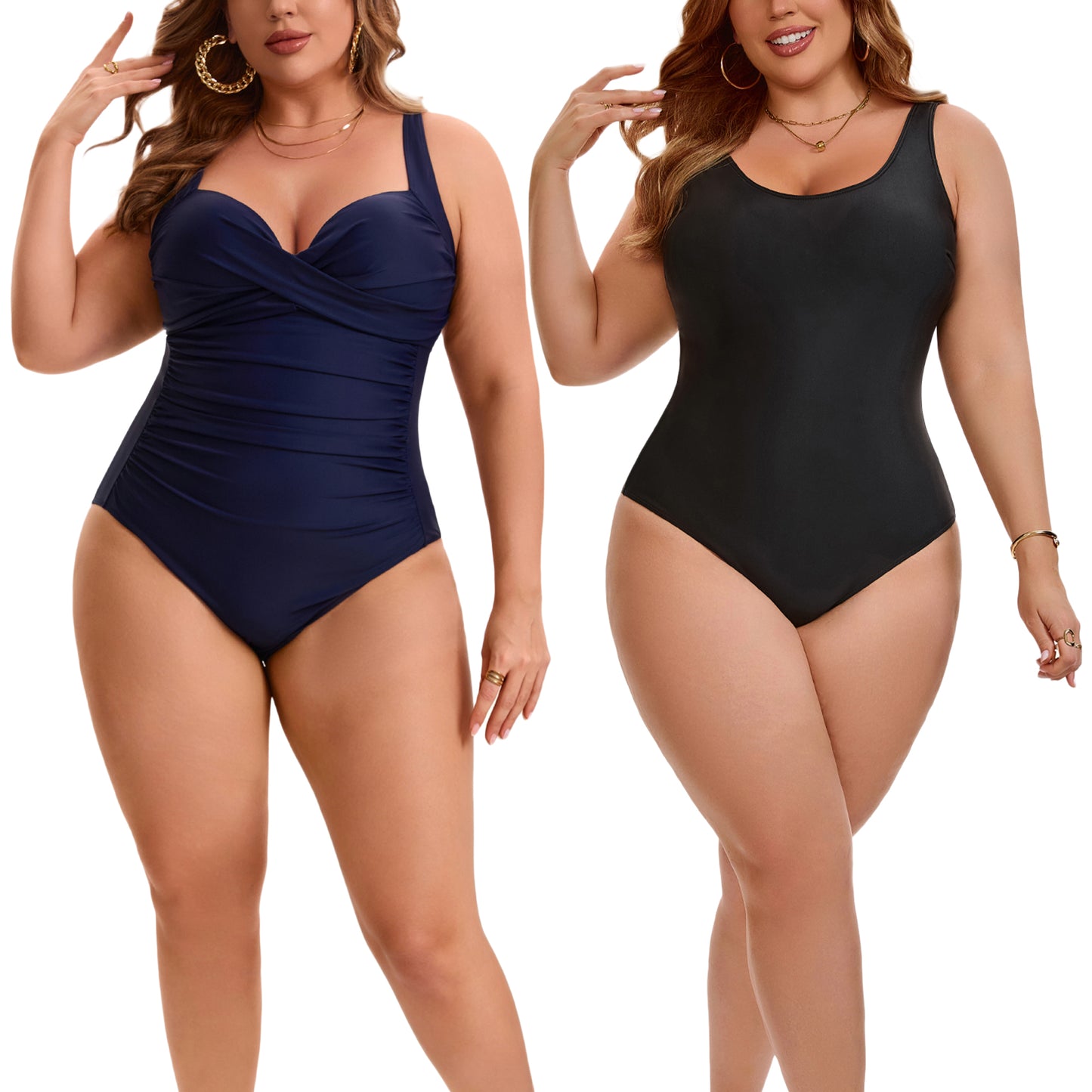 [PACK SALES] Women's Plus Size 2 Pieces Swimwear Front Cross Push Up Swimsuits Ruched Beach Vacation Bathing Suit
