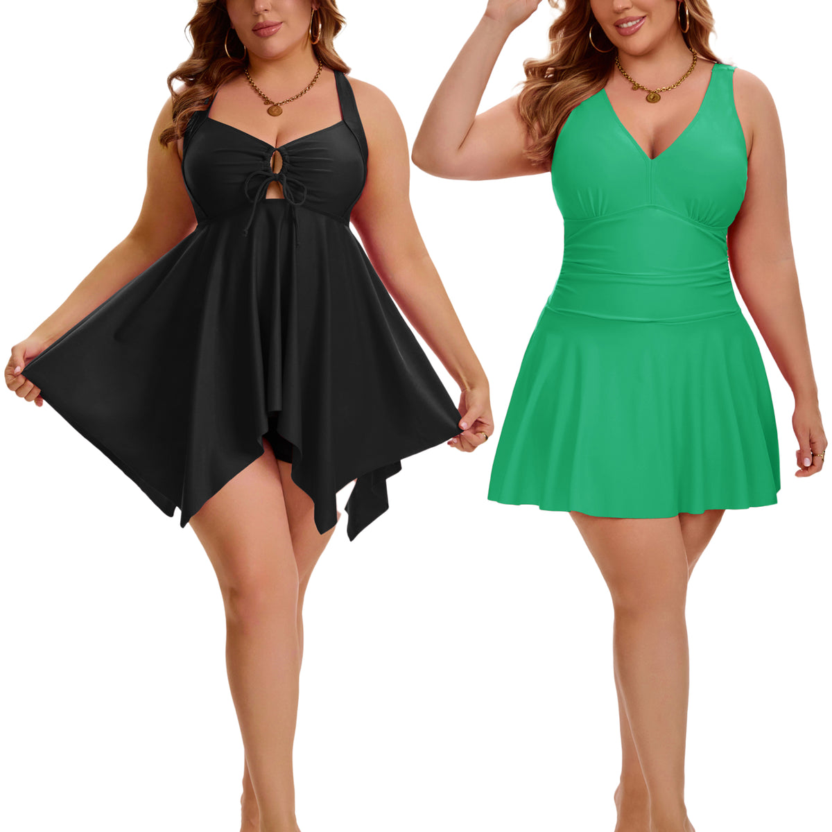 [PACK SALES] Women's Plus Size 2 Sets Swimsuit Push Up Bathing Suits Tankini with Board Shorts