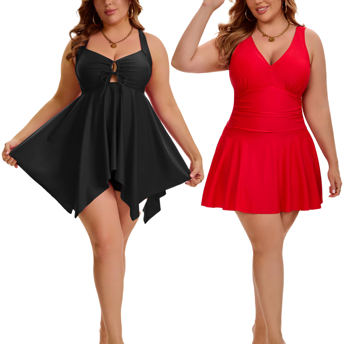[PACK SALES] Women's Plus Size 2 Sets Swimsuit Push Up Bathing Suits Tankini with Board Shorts