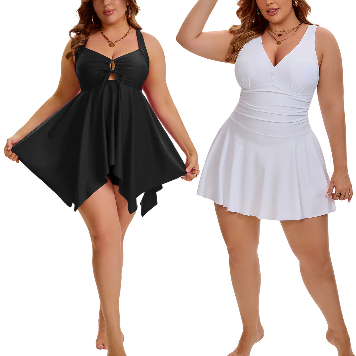 [PACK SALES] Women's Plus Size 2 Sets Swimsuit Push Up Bathing Suits Tankini with Board Shorts